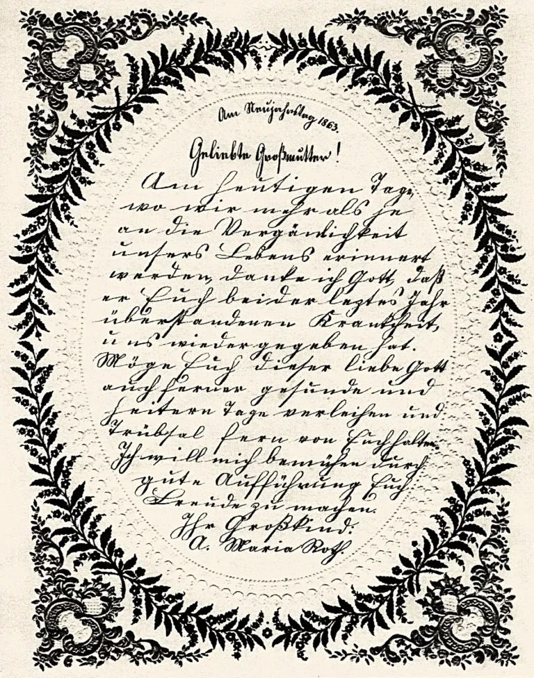 Gruß zum Neujahrstag 1863 in Sütterlin-Schrift